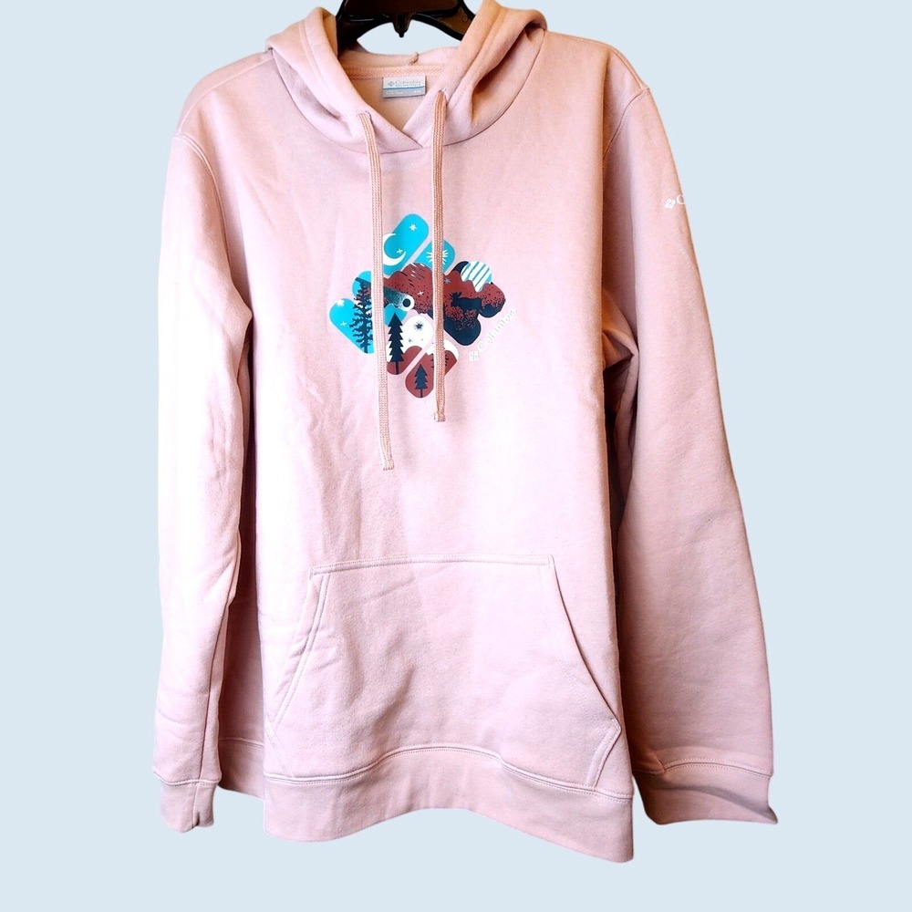 Columbia Unisex XXL Dusty Rose Graphic Nature Hoodie Oversized  Gorpcore Y2k